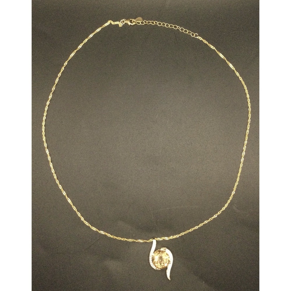 vintage DK 925 Vermeil CZ colored middle stone Pendant 20" Necklace